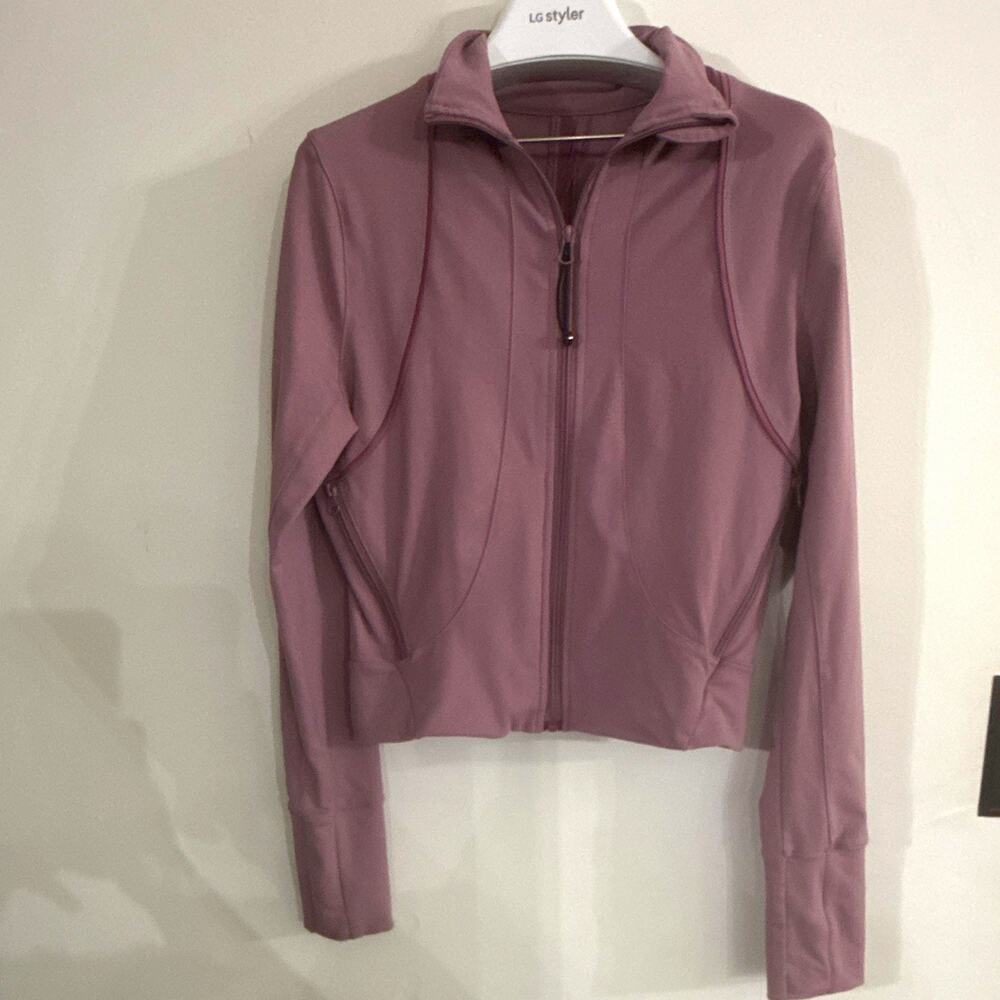 Lululemon Women's Dusty Mauve Knit Full Zip Slim Track Jacket w/ Pockets Large